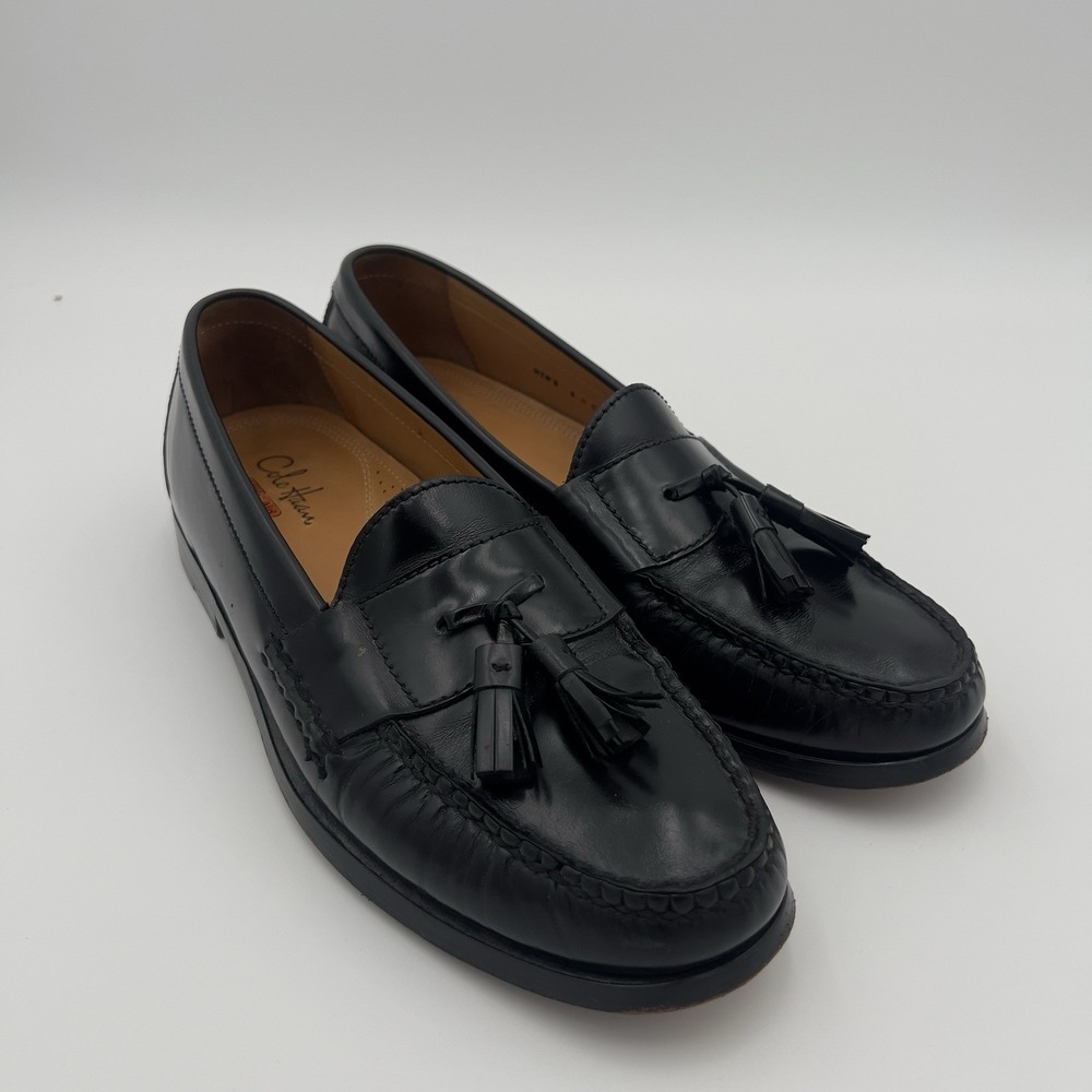 Johnston Murphy Tassel Loafers Mens 9 N Black Leather Dress Shoes USA Classic